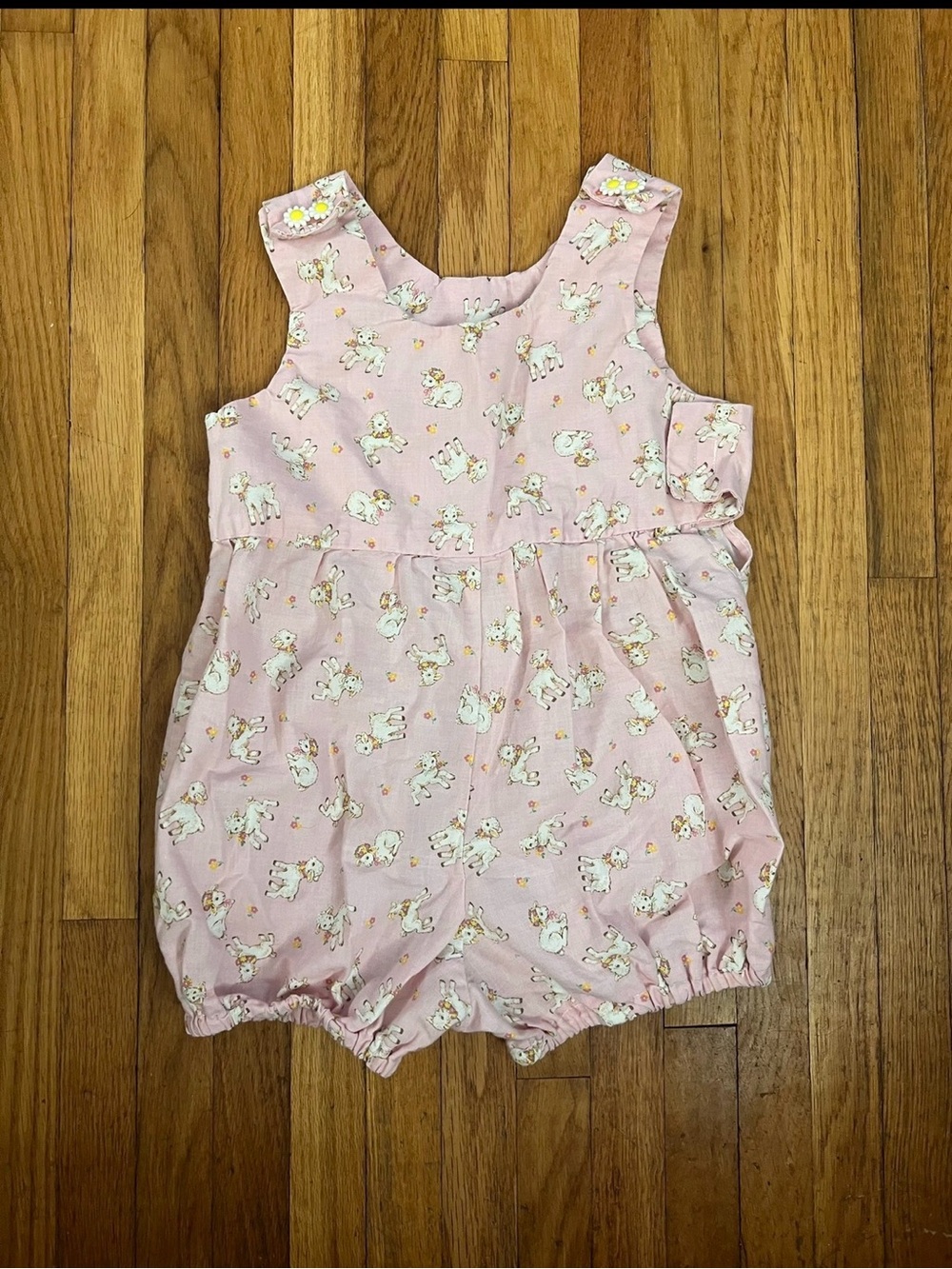 Vintage 12M lamb & flower print romper